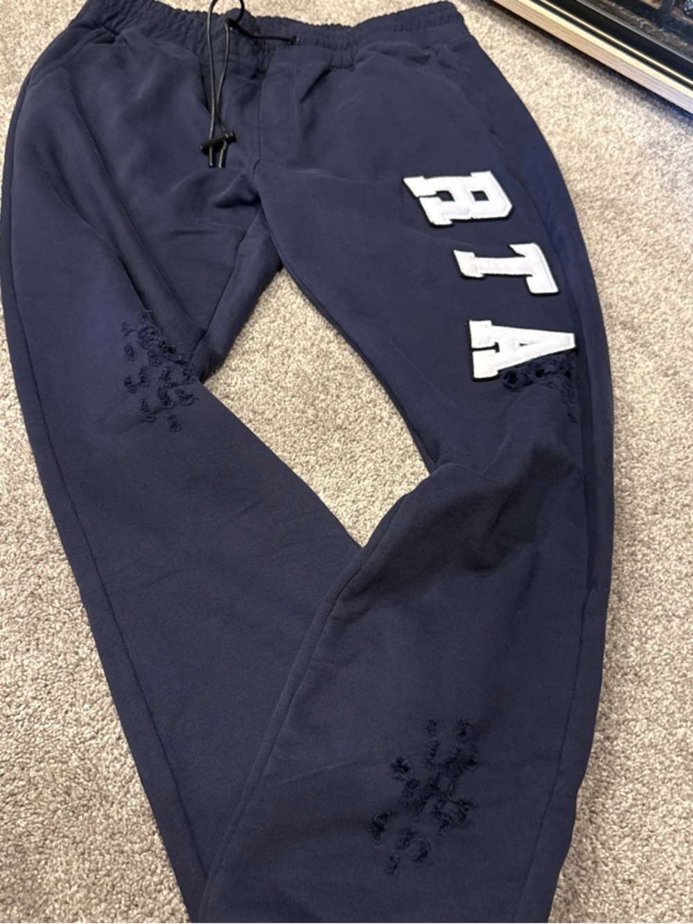 RtA Navy Sweatpants with White Letter Patch